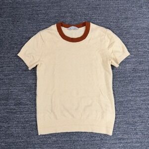Everlane Cashmere Short Sleeve Sweater XS Butter Yellow Ringer Tee Quiet Luxury